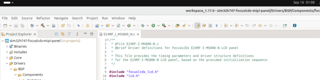 Pannel Driver Adding E24RF-I-MS800-N Panel Driver to STM32 Project - Focus LCDs